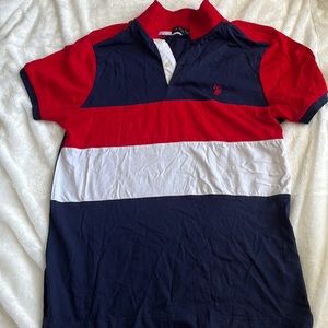 Men’s Red/White/Navy US Polo Assn Collared Polo Shirt